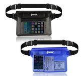 ipow [2 Pack] Waterproof Pouch Bag Case Waist Strap for Beach, Swim, Boating, Kayaking, Hiking, Etc - Protect iPhone, Cellphone, Camera, Cash, Passport, Document from Water, Sand, Snow, Dust and Dirt