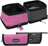 PetAmi Collapsible Dog Bowls 2 Pack, Food and Water Bowls Travel Set, Portable Pet Dish No Spill, Foldable Lightweight BPA Free Leakproof Bowls, Camping Hiking Walking Outdoor Gear Accessories, Pink