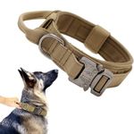 UTRUST Dog Collar Adjustable Nylon Tactical Dog Collar With Strap Handle Dog Training Collar Quick Release Metal Buckle For Medium Dogs(L,17''-20.5 Inch''/43-52Cm), Brown