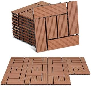ISOISL 66er Set WPC Terrassenfliesen, 30x30cm Balkonfliesen Klickfliesen, WPC Fliesen für 6m², Bodenbelag mit Drainage und Klicksystem, Terrassendielen Wasserfest, für Balkon Terrasse, Braun