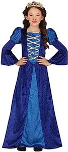 FIESTAS GUIRCA Disfraz Reina Medieval Niña - Disfraz Princesa Azul Infantil Niña 10-12 años