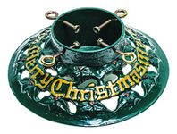 Cast Iron 14-Inch Merry Christmas Tree Stand - Green