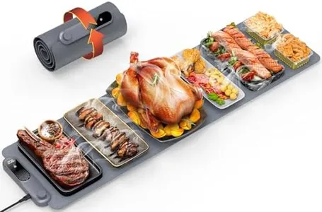 FEPPO Warming Mat for Food, Extra-Long Size 42"x12", Fast Full-Surface Heating Food Warming Mat with 6-Hour Timer & 19-Level Temperature Control, Roll Up Food Warmers for Parties Buffet