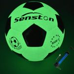 Senston Glow in The Dark Soccer Ball, Glowing Leather Soccer, Light up Soccer Ball Size 5 Gift for Men, Women Indoor-Outdoor Night Soccer Ball