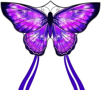 Mint's Colorful Life Butterfly Kite for Kids & Adults, Easy to Fly Kite for Beach, Large Single Line Kite with Long Tail &300ft Kite String (Purple)