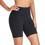 GIMDUMASA Gym Shorts for Women High Waisted Shorts Women Black Biker Shorts with Pockets Yoga Workout Shorts for Running Bicycle Cycling Athletic Sport Ladies