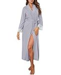 Nanxson Women Bamboo Robes Lightweight Knit Bathrobe Soft Long Sleeve Sleepwear Ladies Loungewear S-XXL (XL, Gray)