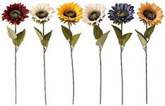 Laelfe Vintage Sunflowers Artificial Flowers, Fake Silk Sunflower with Stem Vintage Fall Sunflower Decorations for Autumn Home Wedding Party Birthday Bulk Single 6pcs