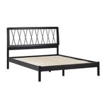 Walker Edison Queen Transitional Geometric X Pattern Headboard Solid Wood Bed, Queen Size, Black