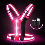 LED Reflective Vest Running Gear, Running Lights for Runners, USB Rechargeable LED Light Up Vest High Visibility with Adjustable Waist/Shoulder for Jogging Running Walking