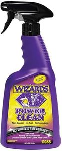 Wizards Power Clean Wheel and Tire Cleaner - Non Caustic and No Acid Biodegradable Interior Car Cleaner - Safe on All Kinds of Wheels - Dissolves Grease, Brake Dust and Road Grime - 22 oz