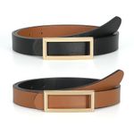 SUOSDEY Fashion Reversible Leather Belt for Women, Skinny Belt for Jeans Pants Dress Waist Belt with Gold Buckle black/brown