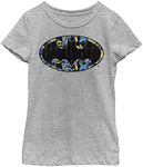 Warner Bros. Men's Little, Big Batman Logo Comic Fill Girls Short Sleeve Tee Shirt, Athletic Heather, X-Large