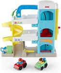 Fisher-Price Little People Toddler Toy Helpful Neighbor’s Garage Playset with Spiral Ramp & 2 Cars for Pretend Play Ages 18+ Months​