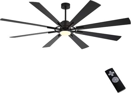 WINGBO 80" DC Ceiling Fan with Lights and 3 Downrods, Matte Black Ceiling Fan, 8 Plywood Blades, 6-Speed Reversible DC Motor, Large Ceiling Fans for Kitchen Bedroom Living Room