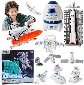 Wbzle Space Toys |for Kids |Space Capsule Toy Set with Light and Sound, Space Shuttle Toys Rocket Toy |StemToy with Aircraft, SpaceRover, Astronauts, Satellites, Signal Receiver