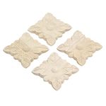 Decorative Wood Appliques 4 Pack Wood Carved Applique Onlay for Furniture Decor Leaf Style Decal Unpainted be Attached to Home Corner Frame,Cabinets, Windows, Mirrors, Doors, Bed,2.36x2.36inch