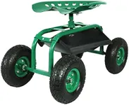 Sunnydaze Rolling Garden Cart Scooter with Wheels and Tool Tray - 360-Degree Swivel Seat - Green