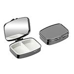 kwmobile 2 Compartment Pill Box - Set of 2X Stainless Steel Travel Box Organizer for Tablets and Prescriptions - Black