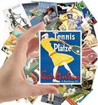 Large Stickers (24 pcs 2.5"x3.5") Tennis Player Vintage European Travel Posters Sport Magazines