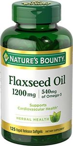 Nature's Bounty Flaxseed Oil 1200 mg, 125 Rapid Release Softgels, White, 125 Count Pack of 2