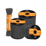 Abma Cord Paracord 550 4mm 15m 100% Nylon Rope Type III 7 Strands Parachute Cord for DIY, Camping, Survival, Outdoor - Max. 250kg - Reflective Black