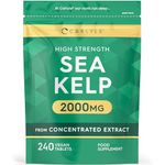 Sea Kelp Tablets 2000mg | 240 Vegan Tablets | High Strength Sea Kelp Supplements for Men & Women | by Carlyle