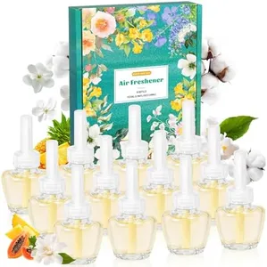 PlugIns Refills Air Freshener, Scented and Essential Oils for Home and Bathroom, Hawaiian, Jasmine, Cotton, Indoor Home Use, 12 Count, Compatible with Airwick, Glade