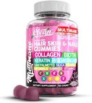 Biotin Collagen Keratin Gummies | Hair Skin and Nails Vitamins for Women | Hyaluronic Acid Bamboo Vitamin A C D3 E Folate With Saw Palmetto Silica B3 B12 Vegan Gummy By Clean Nutra