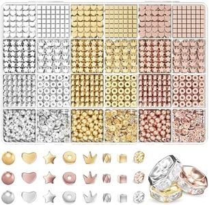 ARTDOT 1740 Pieces Gold Beads for Friendship Bracelets Making Kit, 8 Shapes Organized Jewelry Making Supplies Spacer Beads Set with Rhinestones Crafts Gifts for Teen Girls Ages 6 7 8 9 10 11 12