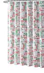 VCNY Home Fun Holiday Shower Curtain: Red Green Sentiments on White Design