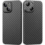 memumi Aramid Fiber Slim Fit Cover for iPhone 13 6.1", Lightweight, With 3D Grip Touch, Soft Touch Sturdy Durable Carbon Case-Black