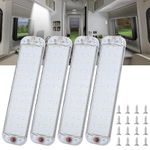 Linkstyle 4PCS 12V LED Interior Light Bar, 72 LEDs 10W 6500K Universal Strip Light with Switch for Van Car Camper Caravan RV Kitchen Cabinet