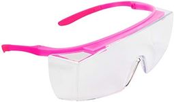 (Pink) - BHTOP Safety Glasses Protective Eye Wear L010 Clear Lens Anti-Fog Goggles Over-Spec Glasses in Pink