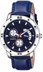 ZUPERIA Leather Strap Analogue Watch for Boys & Men (Blue)