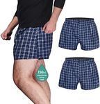 TIICHOO Incontinence Underwear for Men Washable Urinary Incontinence Boxer with Front Fly Regular Absorbency Mens Leak Proof Underwear 2 Pack(Large, Blue Plaid)