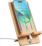 Pezin & Hulin Bamboo Phone Stand, Cell Phone Holder for Desk, Portable and Multi-Angle Adjustable Mobile Stand, Compatible with 4-8" Smartphone and Mini Tablet