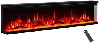 FLAMEKO 70" Wall Mounted Electric Fireplace, Leura, Black