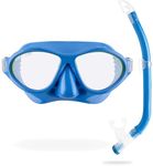 CRESSI since 1946 - Moon Kid + Top - Moon Mask and Top Snorkel Combo Set – Ideal for Snorkelling and Swimming for Children Aged 5 to 10 - Azure/Lime - One Size
