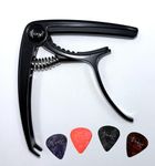 Vange Guitar Capo for 6-String Acoustic Electric Guitars and Bass -Rosewood Color, Single-handed Guitar Trigger Capo Quick Change. (Black)