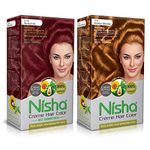 Nisha Creme Hair Color Combo Pack Burgundy & Honey Blonde Rich, Bright, Long Lasting Shine Hair Colour (60gm + 90ml + 18ml Nisha Conditioner) …