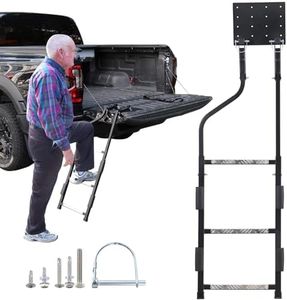 Tailgate Ladder, Heavy Duty Pickup Trucks Tailgate Steps, Elder-Friendly Truck Bed Ladder with Anti-Slip Steps, No Noise Foam Pad, Easy Install Foldable Truck Accessories Universal Fit Ram Ford