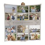 Personalised Photo Blanket For Adults | Extra Large 150cm x 150cm Fleece Throw | Personalised Gingham Heart Neutral Custom Photo Blanket | Picture Collage Blanket Photo Gift - Made in England