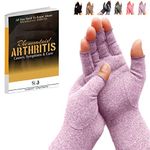 SyeJam Arthritis Gloves Fingerless- Rheumatoid Arthritis Compression Gloves for Pain Relief - Purple (L) 1 Pair