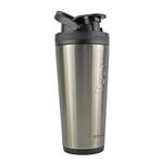 Ice Shaker Stainless Steel Insulated Water Bottle Protein Mixing Cup (As seen on Shark Tank) (Silver 26oz)