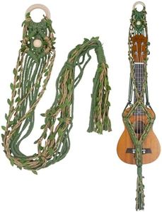 Macrame Ukulele Hanger Wall Mount - Handwoven Holder for Soprano Ukulele, Boho Wall Decor, Natural Cotton Rope with Protective Padding