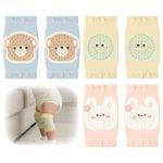 SNOWIE SOFT® 3 Pairs Toddler Knee Pad Set, Crawling Knee Cap Baby Protection Products, Soft Breathable Elastic Cotton Baby Kneeling Socks with Non-Slip Fit, Ideal for Crawling, Playing