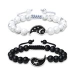 COAI Yin Yang My Sun and Stars Moon of My Life Howlite Onyx Stone Matching Couples Bracelets