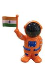 asiatick Solar Astronaut for Car Dashboard Corporate Gift Option Holding Indian Flag (Orange)