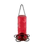 Urban Deco 30 oz Glass Hummingbird Feeders Red Glass Hummingbird Feeder Hanging Red Wild Bird Feeder with 5 Feeding Ports for Hummingbird Party - Great Gifts for Bird Watchers 1 Pack